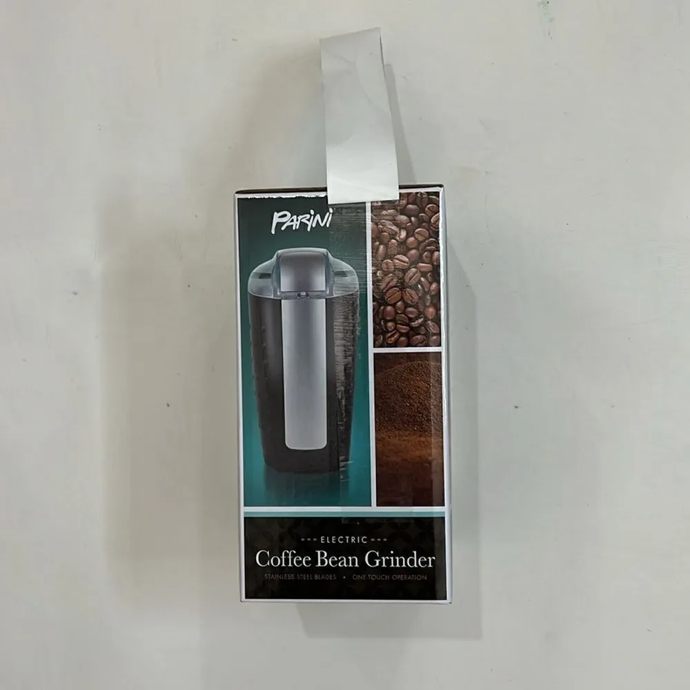 Parini Electric Coffee Bean Grinder One Touch Black Stainless Steel Blades New